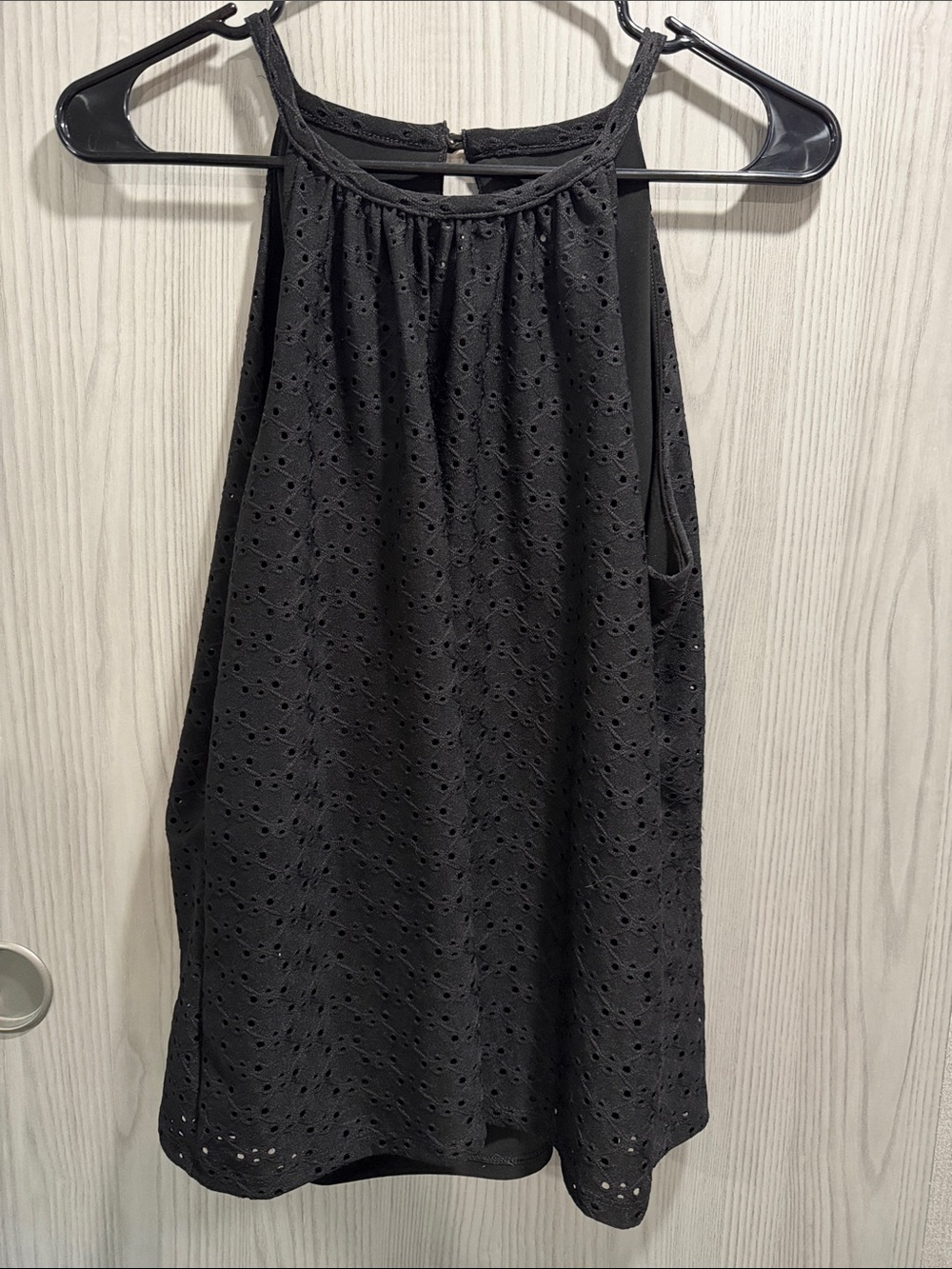 White House Black Market Black Eyelet Halter Tank Top